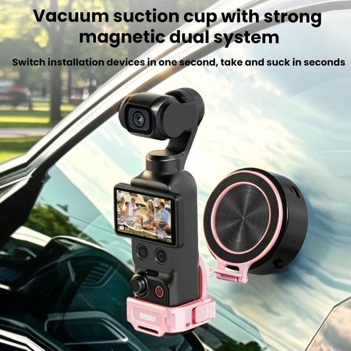 For DJI Osmo Pocket 4 / 4P / 3 BRDRC Teleprompter Magnetic Holder Cold Shoe Extender Phone Clip(Pink)