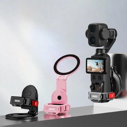 For DJI Osmo Pocket 4 / 4P / 3 BRDRC Teleprompter Magnetic Holder Cold Shoe Extender Phone Clip(Pink)