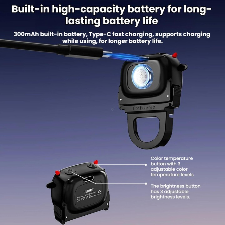 For DJI Osmo Pocket 4 / 4P BRDRC Handheld Monster Fill Light