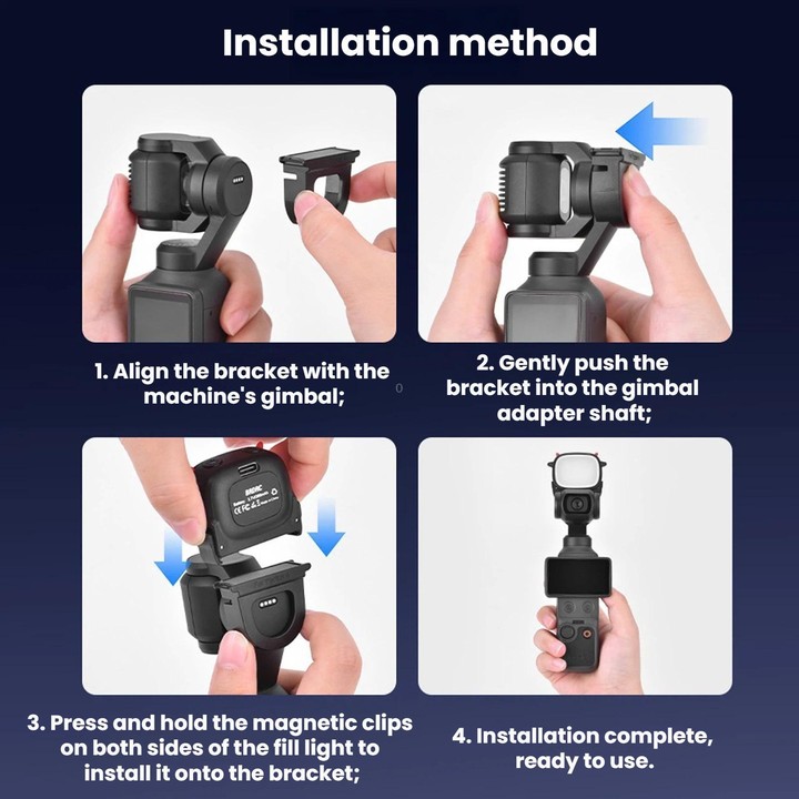 For DJI Osmo Pocket 4 / 4P BRDRC Handheld Monster Fill Light