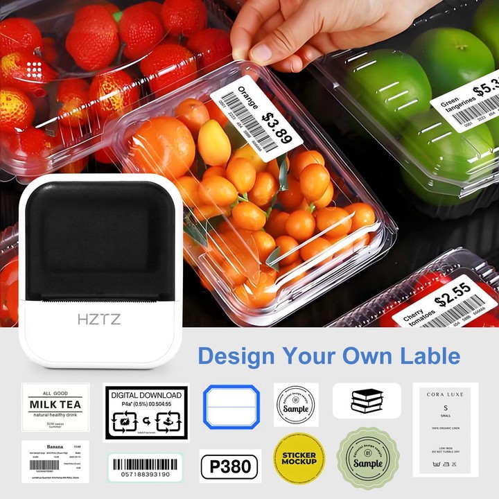 HZTZ C50 Portable Label Printer & Mini Tattoo Stencil Machine 2 Inch Inkless Thermal Label Maker(White)