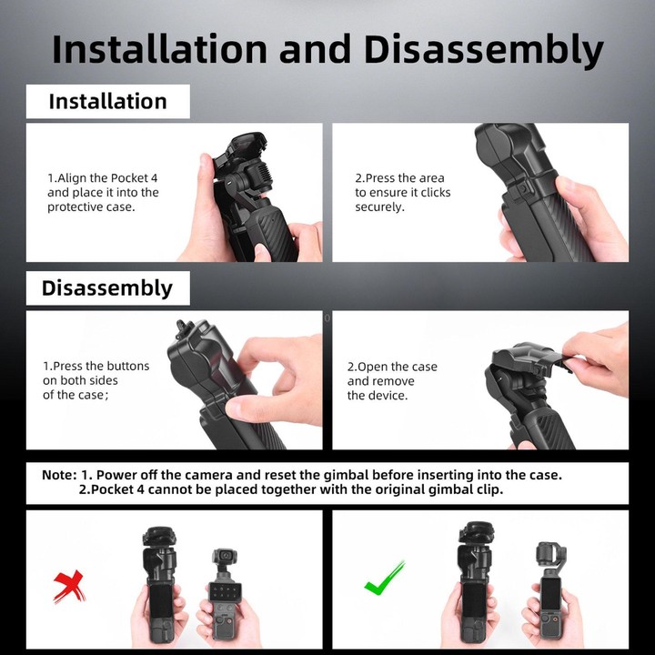 For DJI Osmo Pocket 3 / 4 BRDRC Protective Case For Lens and Screen Storage Dust Cover(Black)