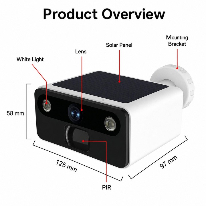 P2TUYA WiFi 9000mAh Built-In Battery Solar Surveillance Camera Outdoor IP66 Rainproof HD Night Vision Monitor