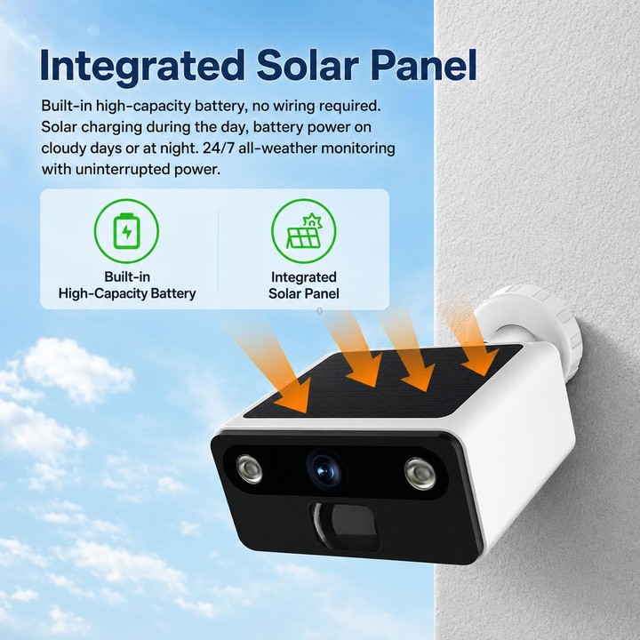 P2TUYA WiFi 9000mAh Built-In Battery Solar Surveillance Camera Outdoor IP66 Rainproof HD Night Vision Monitor