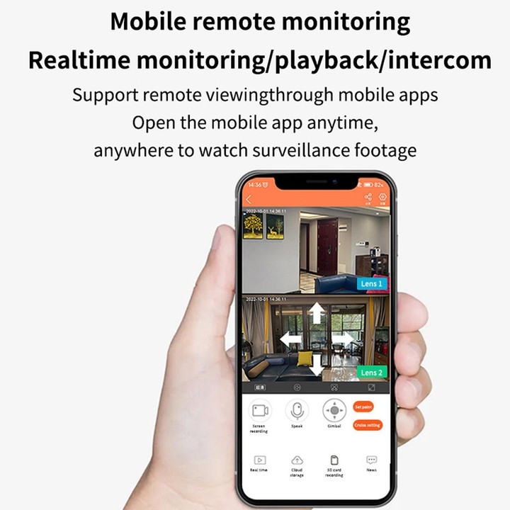 Dual Lens Security Camera Wireless WiFi Surveillance Camera With Auto Tracking & Color Night Vision & Two-Way Audio Supports One