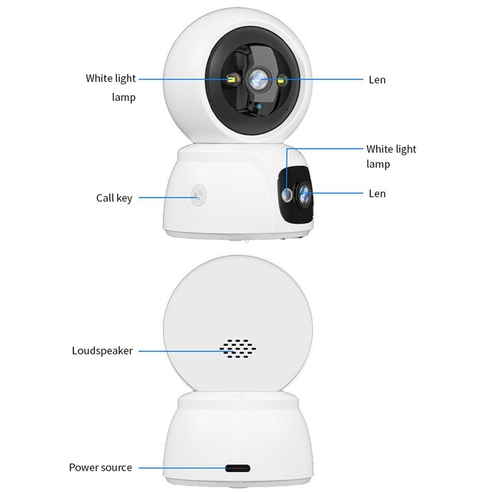 Dual Lens Security Camera Wireless WiFi Surveillance Camera With Auto Tracking & Color Night Vision & Two-Way Audio Supports One
