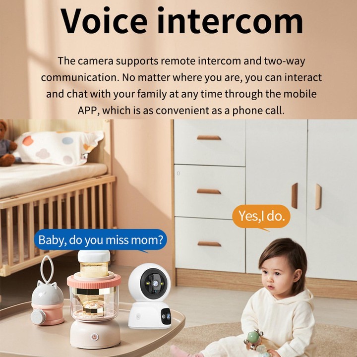 Dual Lens Security Camera Wireless WiFi Surveillance Camera With Auto Tracking & Color Night Vision & Two-Way Audio Supports One