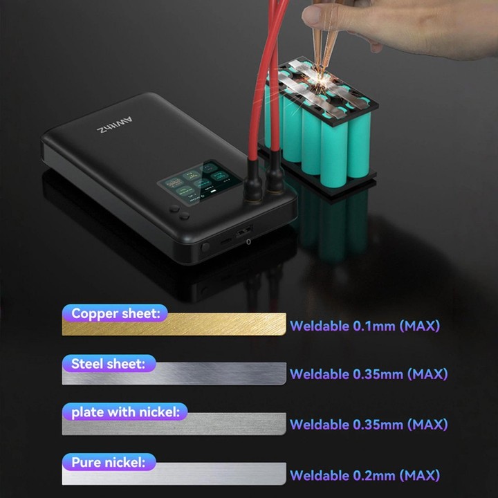 AWithZ U3 Portable Spot Welder with 2.0inch Color Screen Handheld Battery Welder 7500mAh