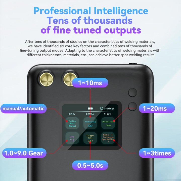 AWithZ U3 Portable Spot Welder with 2.0inch Color Screen Handheld Battery Welder 7500mAh