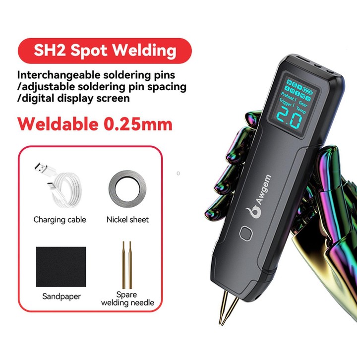 Awgem SH2 Portable Spot Welder Handheld Battery Welding Machine 90 Gears Adjustable With Spare Needles