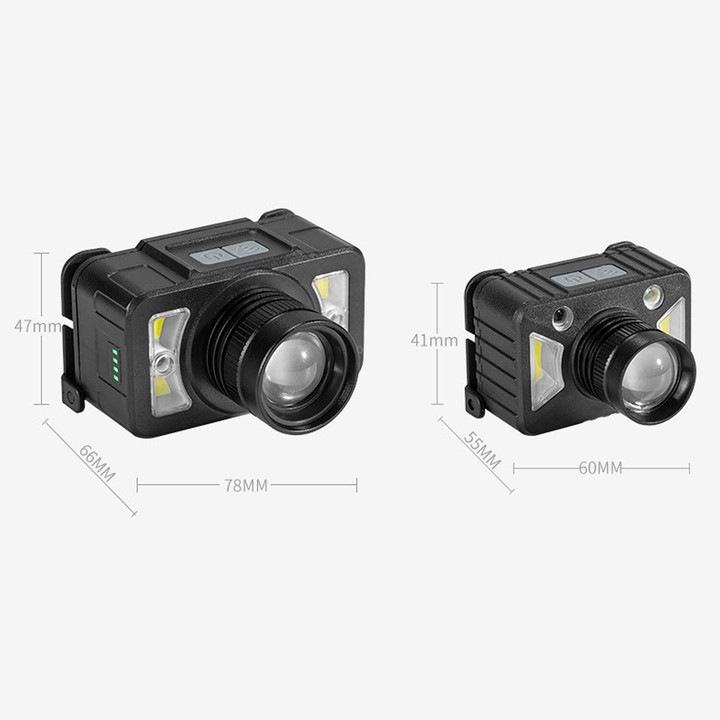 E-SMARTER LED Headlamp With Motion Sensor Zoomable Powerful Headlight USB Rechargeable Head Flashlight, Spec: Large P50 2000mAh