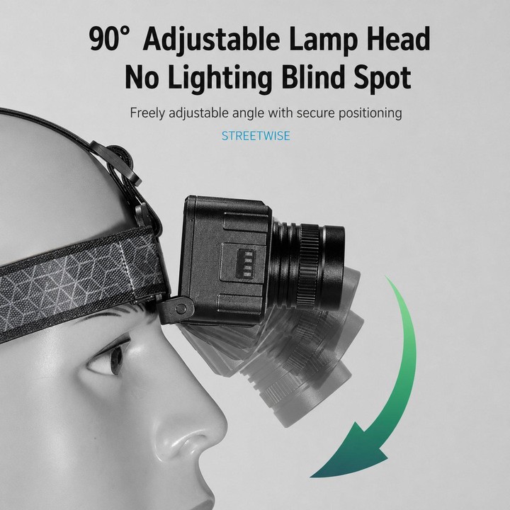 E-SMARTER LED Headlamp With Motion Sensor Zoomable Powerful Headlight USB Rechargeable Head Flashlight, Spec: Large P50 2000mAh