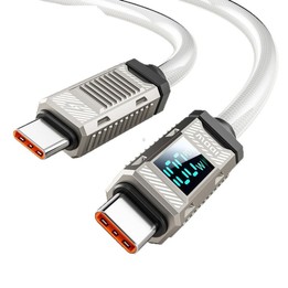 Toocki 100W USB-C / Type-C to USB-C/ Type-C Cable with LED Power Display, Length: 1m White