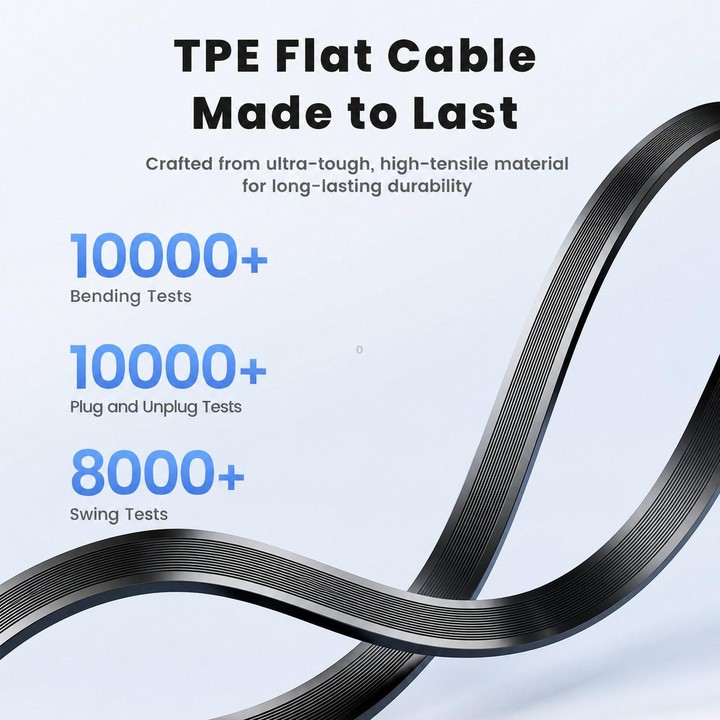 Toocki 100W USB-C/Type-C to USB-C/Type-C Retractable Cable Flat Multi-Length Charging Cord, Cable Length 1m