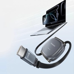 Toocki 100W USB-C/Type-C to USB-C/Type-C Retractable Cable Flat Multi-Length Charging Cord, Cable Length 1m