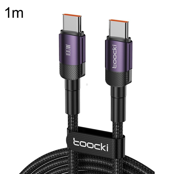 Toocki PD 100W 5A USB-C / Type-C to USB-C / Type-C Cable PP Braided with E-Marker Chip, Length: 1m(Purple)
