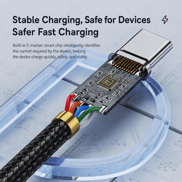 Toocki PD 100W 5A USB-C / Type-C to USB-C / Type-C Cable PP Braided with E-Marker Chip, Length: 2m(Purple)