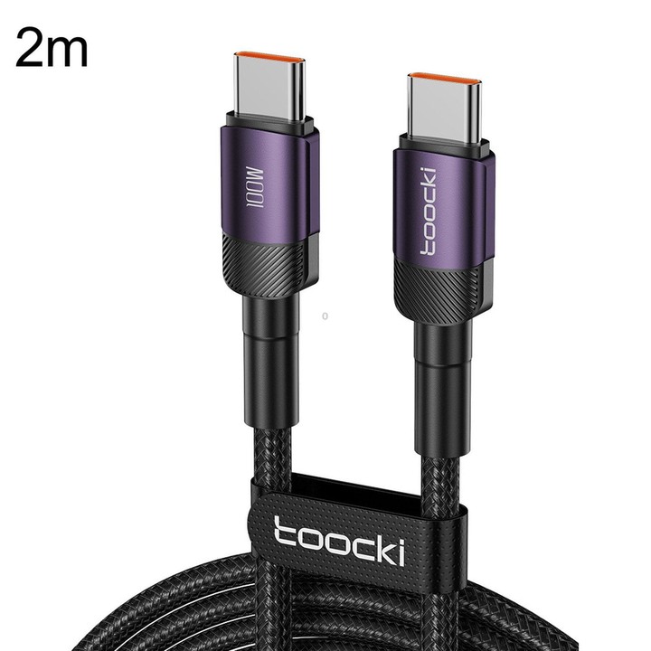 Toocki PD 100W 5A USB-C / Type-C to USB-C / Type-C Cable PP Braided with E-Marker Chip, Length: 2m(Purple)
