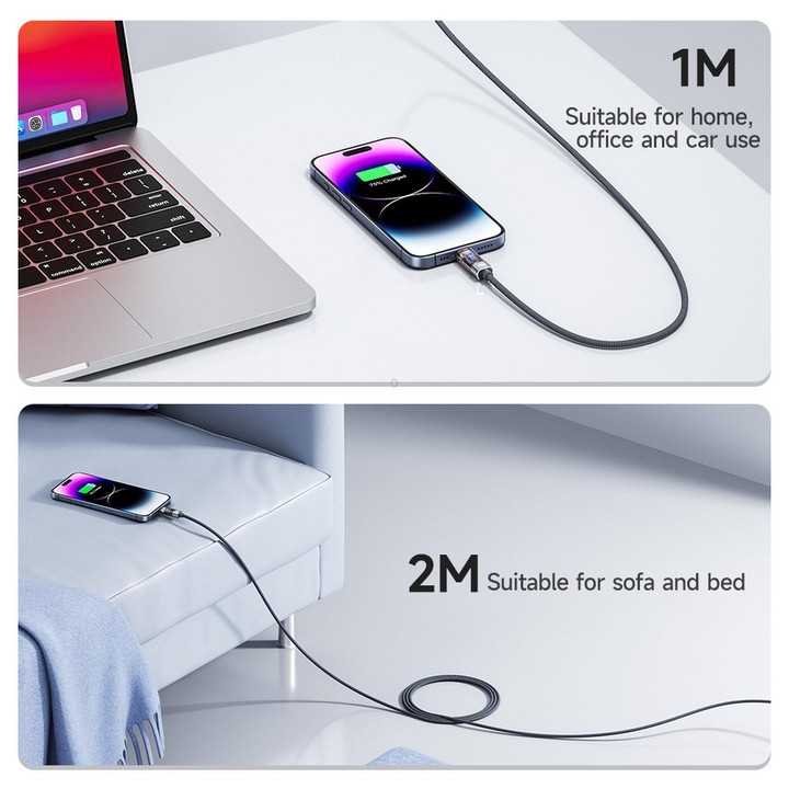 Toocki 100W USB-C / Type-C to USB-C / Type-C Cable Smart Power Off Auto Disconnect Transparent Charging Cord, Length: 1m(Grey)