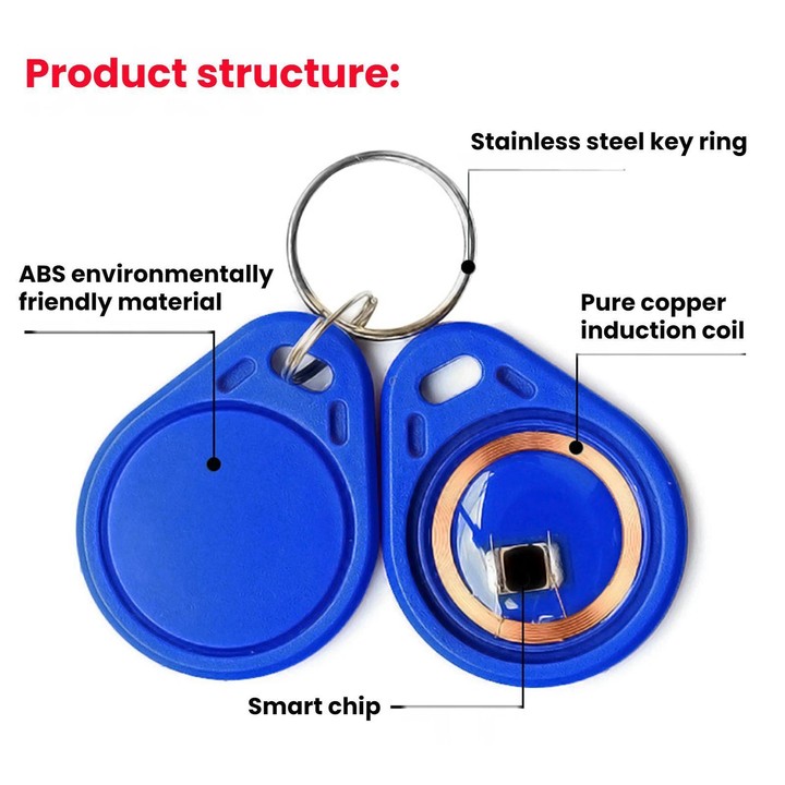 10pcs UID Keychain 13.56MHZ Access Control Card Rewritable IC Blank Copy Elevator Card(Random Color Delivery)
