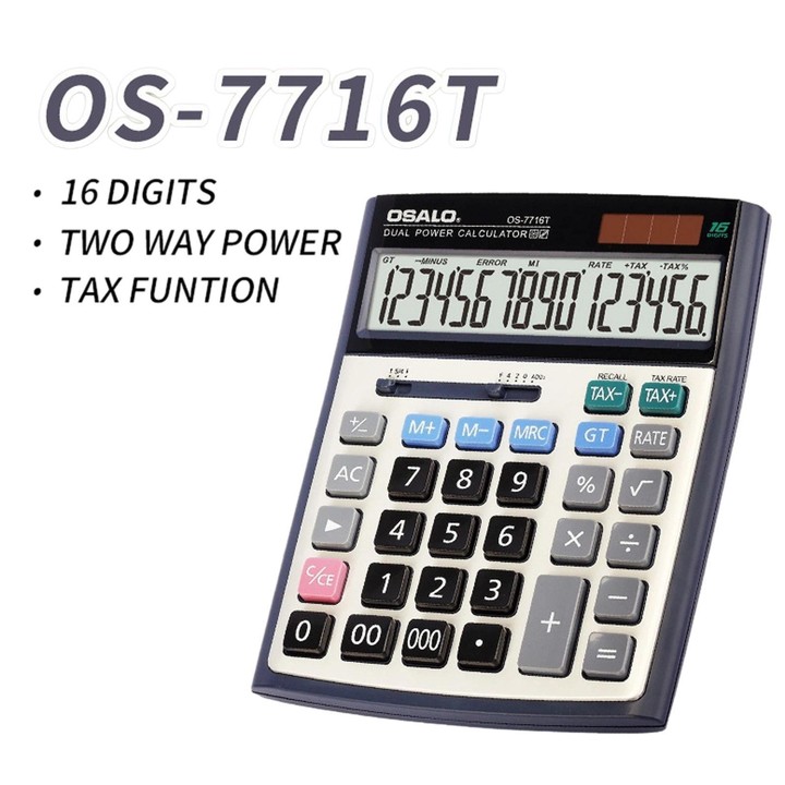 OSALO OS-7716T 16-Digit Display Solar Dual Power Calculator Desktop Calculator For Finance & Office Use