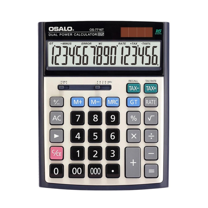 OSALO OS-7716T 16-Digit Display Solar Dual Power Calculator Desktop Calculator For Finance & Office Use
