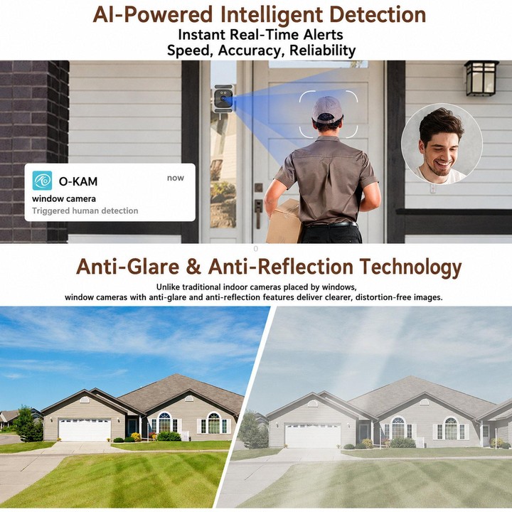 2K HD Smart Dual Bracket Window Camera WiFi Punch-Free Home Security Camera(White)