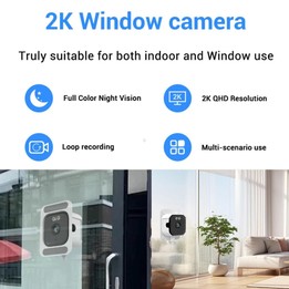 2K HD Smart Dual Bracket Window Camera WiFi Punch-Free Home Security Camera(White)