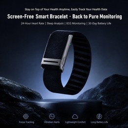 Screenless Fitness Tracker with ECG & HRV Lightweight Nylon Braided Band Health Monitor(Silver)