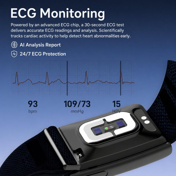 Screenless Fitness Tracker with ECG & HRV Lightweight Nylon Braided Band Health Monitor(Silver)