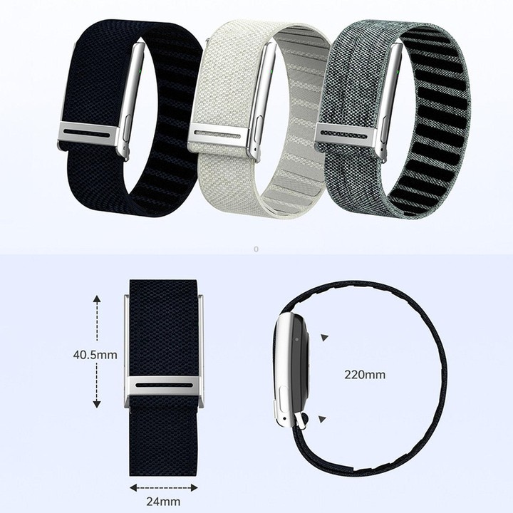 Screenless Fitness Tracker with ECG & HRV Lightweight Nylon Braided Band Health Monitor(Silver)