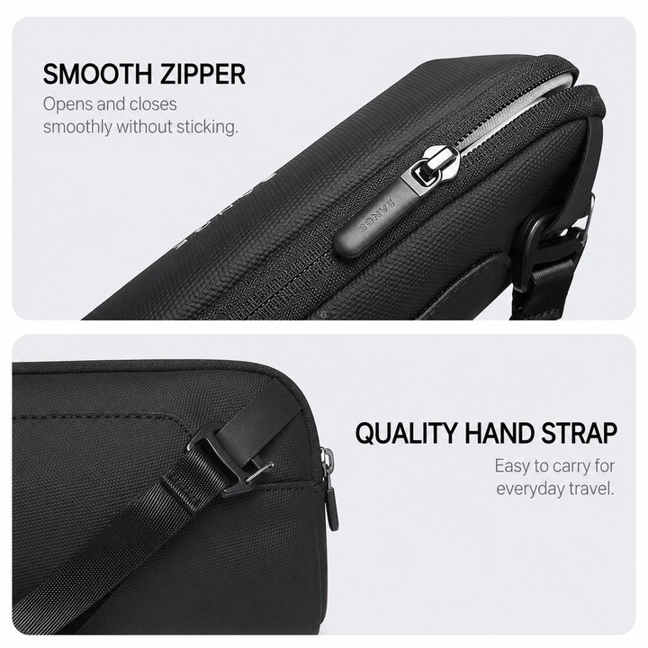 BANGE BG-7918 Electronic Organizer Travel Cable Bag Water-Resistant Digital Accessories Pouch With Wristlet(Black)