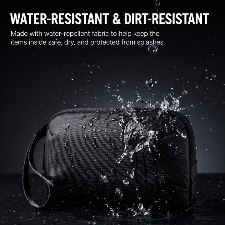 BANGE BG-7918 Electronic Organizer Travel Cable Bag Water-Resistant Digital Accessories Pouch With Wristlet(Black)