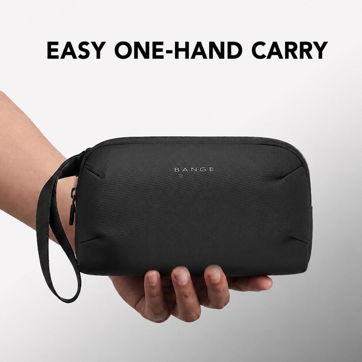 BANGE BG-7918 Electronic Organizer Travel Cable Bag Water-Resistant Digital Accessories Pouch With Wristlet(Gray)