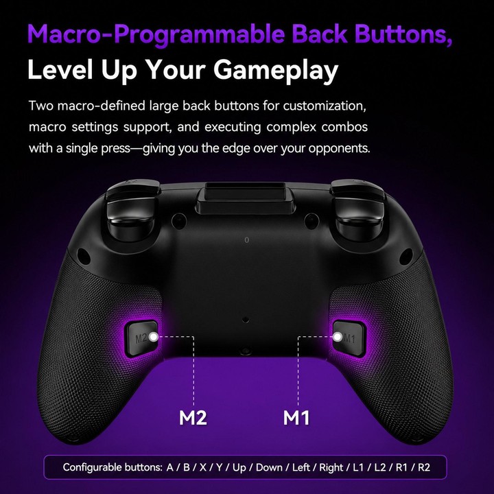 BSP G3 Tri-Mode Game Controller With Carbon Joysticks Macro Keys For PC / Switch / PS4 / iOS & Android With Stand Black