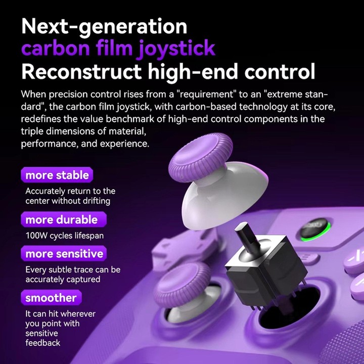 BSP G3 Tri-Mode Game Controller With Carbon Joysticks Macro Keys For PC / Switch / PS4 / iOS & Android With Receiver Pink