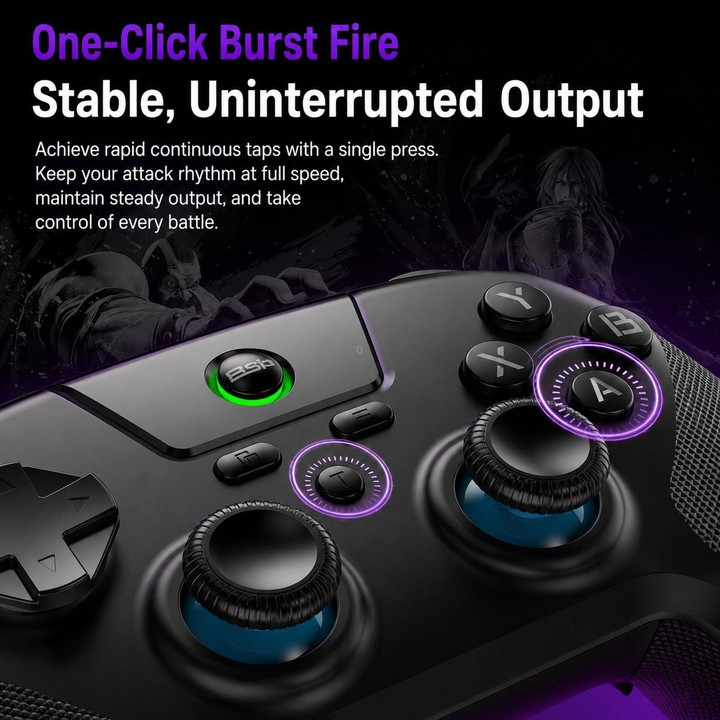 BSP G3 Tri-Mode Game Controller With Carbon Joysticks Macro Keys For PC / Switch / PS4 / iOS & Android With Receiver Purple