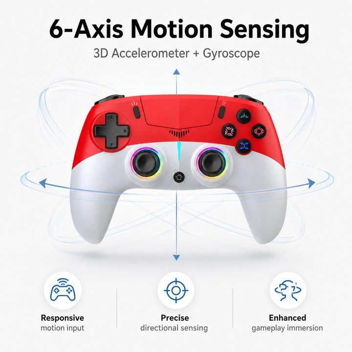 For PS5 Wireless Controller Hall Effect Joysticks & Triggers RGB Light Macro Back Keys(Black White)