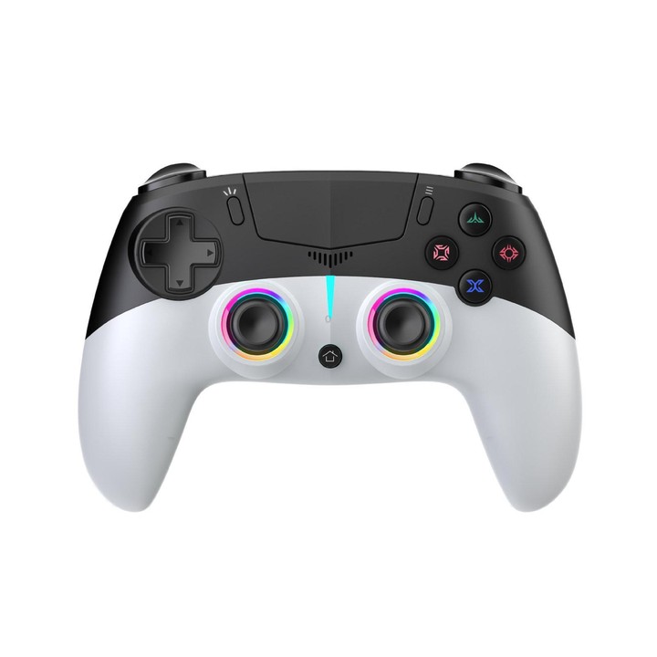 For PS5 Wireless Controller Hall Effect Joysticks & Triggers RGB Light Macro Back Keys(Black White)