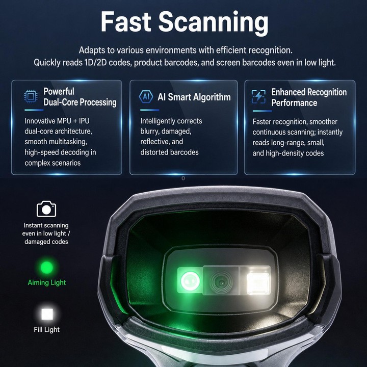 Yokoscan BWHS28AiMax 2.4G Bluetooth Wireless 2D Barcode Scanner Barcode Reader For Supermarket Cashier, Spec: No Base