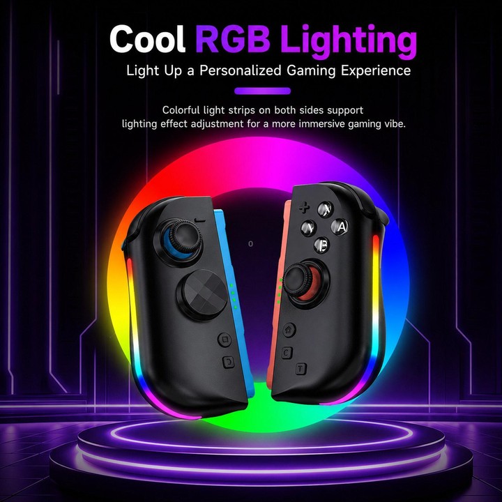 For Nintendo Switch 2 Left + Right Magnetic Controllers 9-Axis RGB Motion-Sensing Hall-Effect Joystick With Bluetooth 5.4 Wake-U
