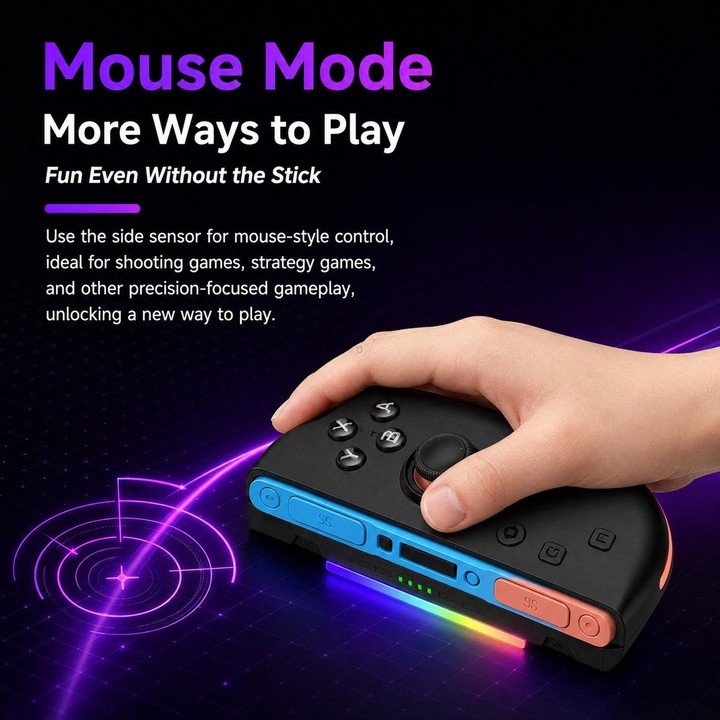 For Nintendo Switch 2 Left + Right Magnetic Controllers 9-Axis RGB Motion-Sensing Hall-Effect Joystick With Bluetooth 5.4 Wake-U