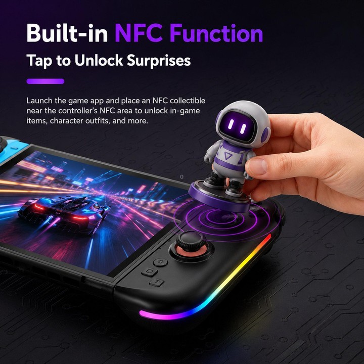 For Nintendo Switch 2 Left + Right Magnetic Controllers 9-Axis RGB Motion-Sensing Hall-Effect Joystick With Bluetooth 5.4 Wake-U