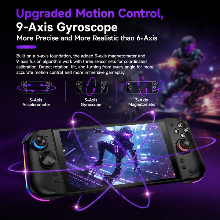 For Nintendo Switch 2 Left + Right Magnetic Controllers 9-Axis RGB Motion-Sensing Hall-Effect Joystick With Bluetooth 5.4 Wake-U