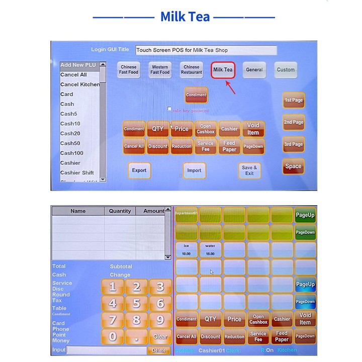 Yokoscan T5 MINI Dual Touch Screen All-In-One Cash Register For Milk Tea Shops Supermarkets US Plug