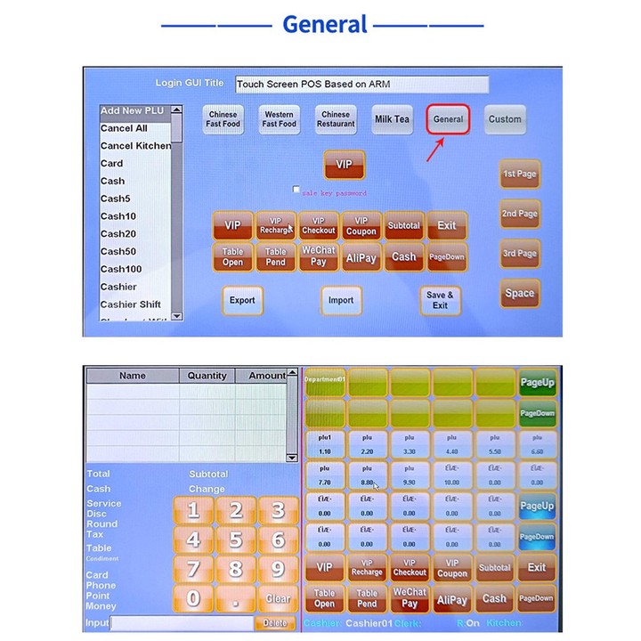 Yokoscan T5 MINI Dual Touch Screen All-In-One Cash Register For Milk Tea Shops Supermarkets EU Plug