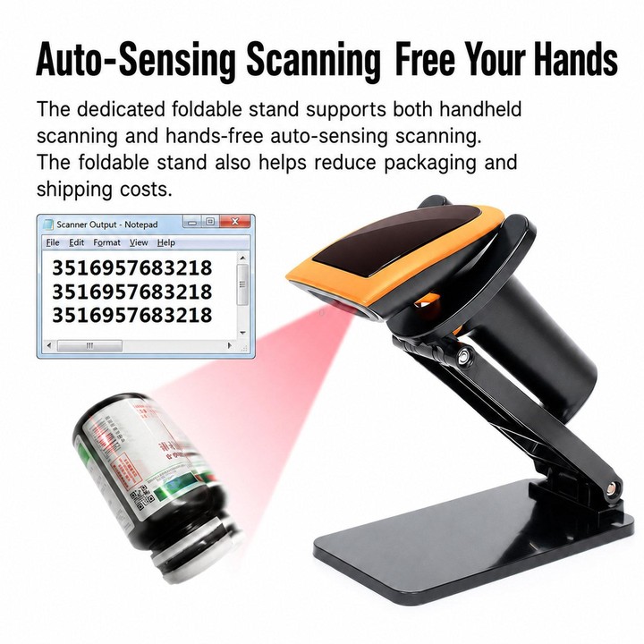 Yokoscan QR Code Scanner For Express Pharmacy Supermarket & Warehouse, Style: Dual Wireless