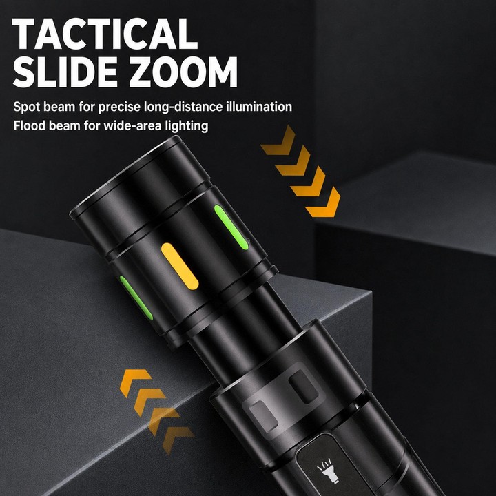 Multifunctional Zoom Car Flashlight Magnetic Led Work Light For Vehicle Maintenance(Black)