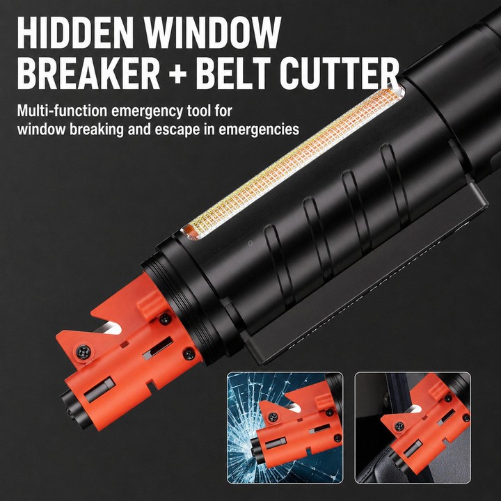 Multifunctional Zoom Car Flashlight Magnetic Led Work Light For Vehicle Maintenance(Black)