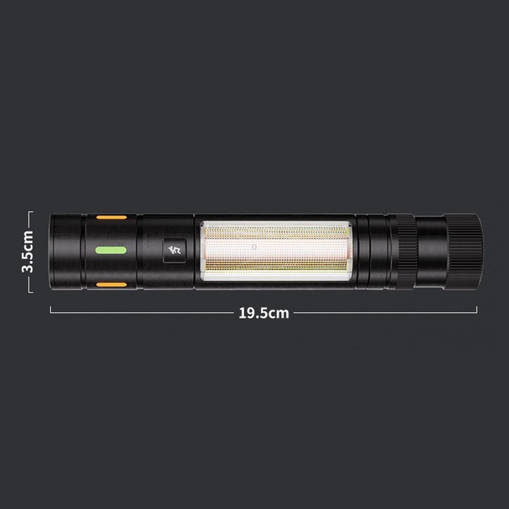 Multifunctional Zoom Car Flashlight Magnetic Led Work Light For Vehicle Maintenance(Black)